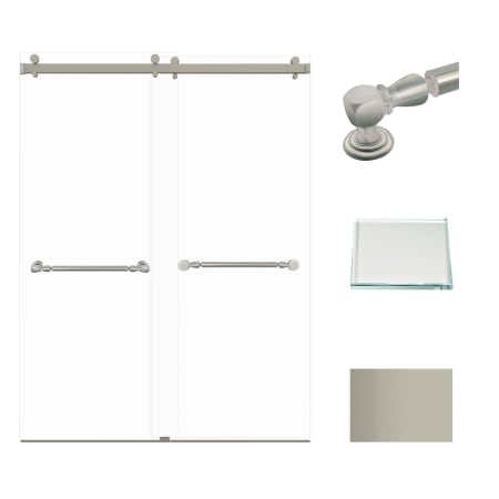 Transolid 80" High x 60" Wide Bypass Frameless Shower Door with Clear Glass Brushed Stainless