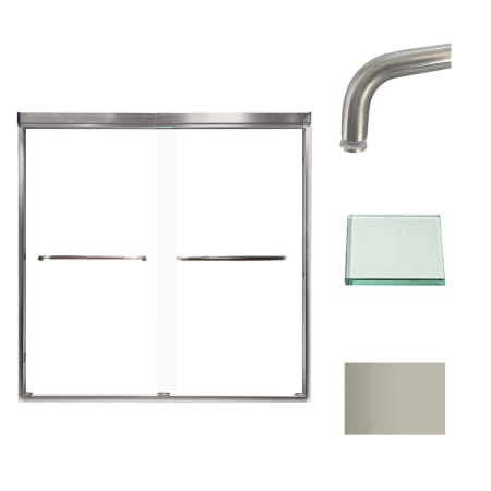 Transolid 60" High x 59" Wide Bypass Frameless Shower Door with Clear Glass Brushed Stainless