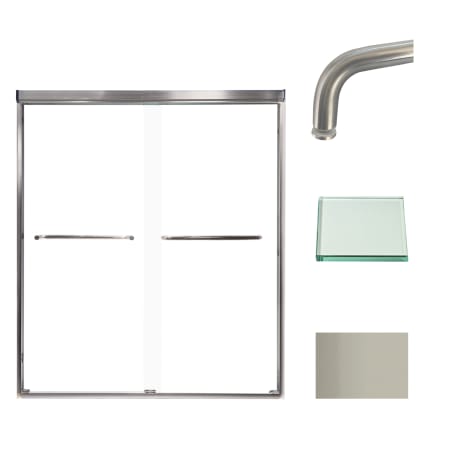 Transolid 70" High x 59" Wide Bypass Frameless Shower Door with Clear Glass Brushed Stainless