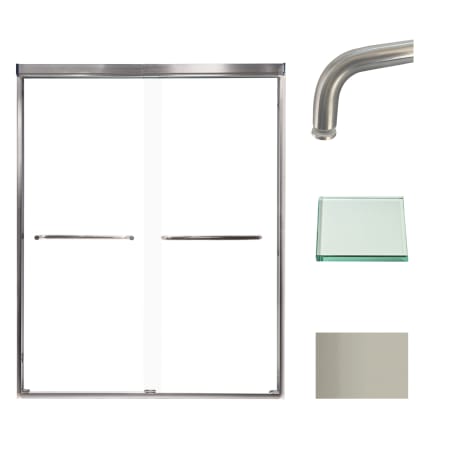 Transolid 76" High x 59" Wide Bypass Frameless Shower Door with Clear Glass Brushed Stainless