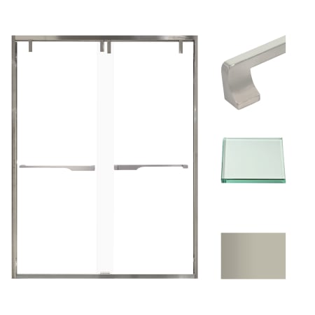 Transolid 80" High x 60" Wide Bypass Frameless Shower Door with Clear Glass Brushed Nickel