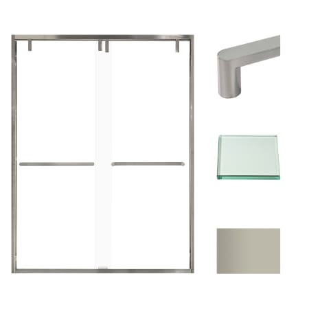 Transolid 80" High x 60" Wide Bypass Frameless Shower Door with Clear Glass Brushed Nickel