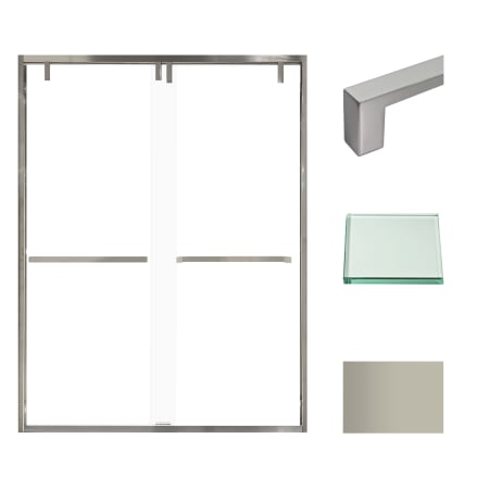 Transolid Eden 80" High x 60" Wide Bypass Frameless Shower Door with Clear Glass Brushed Nickel