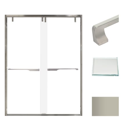 Transolid 80" High x 60" Wide Bypass Frameless Shower Door with Clear Glass Brushed Nickel