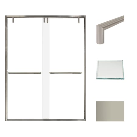 Transolid 80" High x 60" Wide Bypass Frameless Shower Door with Clear Glass Brushed Nickel