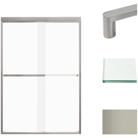 Transolid 70" High x 47" Wide Bypass Frameless Shower Door with Frosted Glass Brushed Stainless