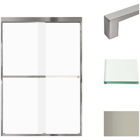 Transolid 70" High x 47" Wide Bypass Frameless Shower Door with Frosted Glass Brushed Stainless