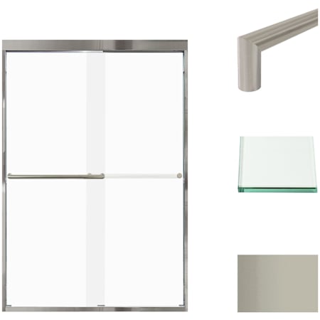 Transolid 70" High x 47" Wide Bypass Frameless Shower Door with Frosted Glass Brushed Stainless