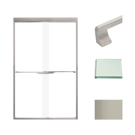 Transolid 76" High x 47" Wide Bypass Frameless Shower Door with Clear Glass Brushed Stainless