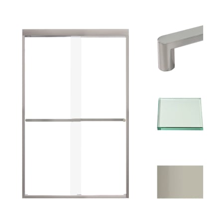Transolid 76" High x 47" Wide Bypass Frameless Shower Door with Clear Glass Brushed Stainless