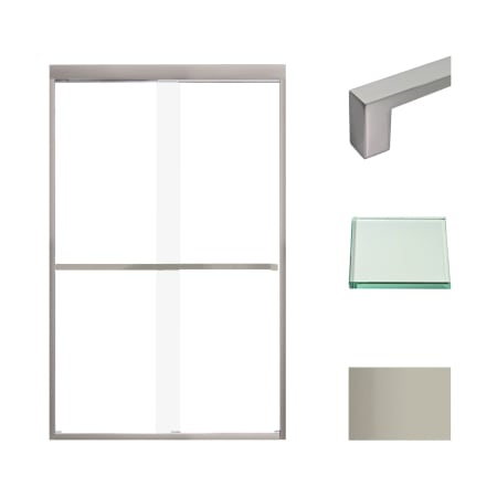 Transolid 76" High x 47" Wide Bypass Frameless Shower Door with Clear Glass Brushed Stainless