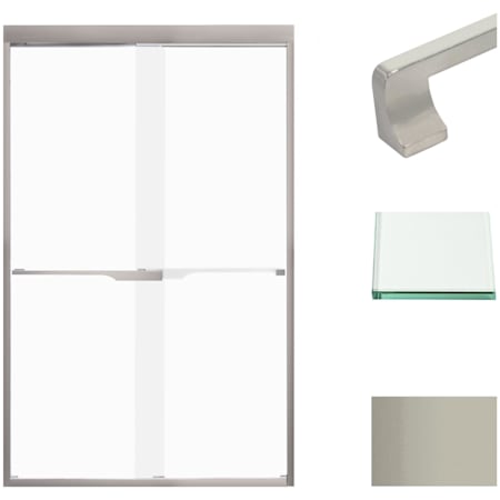 Transolid 76" High x 47" Wide Bypass Frameless Shower Door with Frosted Glass Brushed Stainless