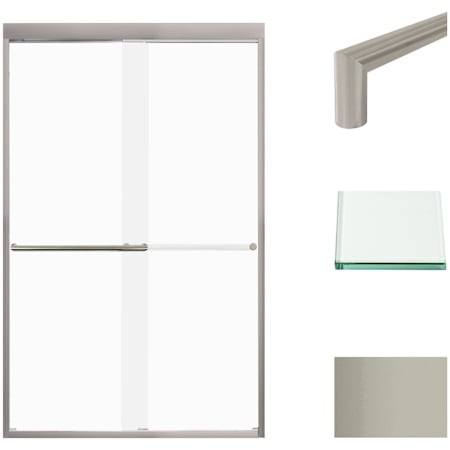 Transolid 76" High x 47" Wide Bypass Frameless Shower Door with Frosted Glass Brushed Stainless