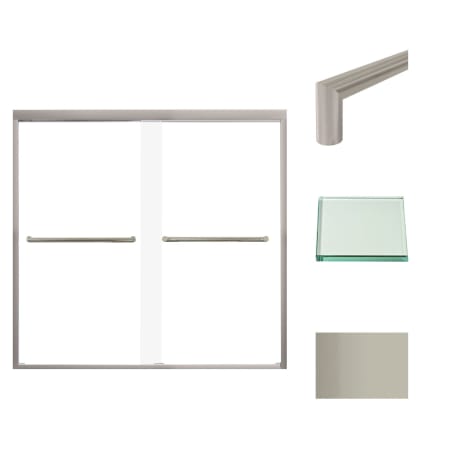 Transolid 58" High x 59" Wide Bypass Frameless Shower Door with Clear Glass Brushed Stainless