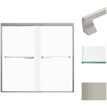 Transolid 58" High x 59" Wide Bypass Frameless Shower Door with Frosted Glass Brushed Stainless