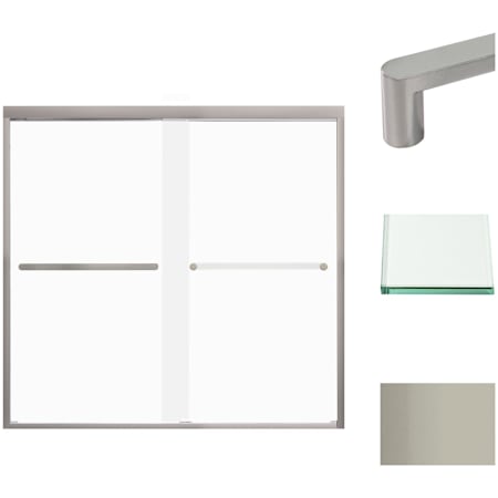 Transolid 58" High x 59" Wide Bypass Frameless Shower Door with Frosted Glass Brushed Stainless