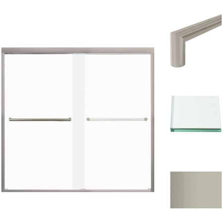 Transolid 58" High x 59" Wide Bypass Frameless Shower Door with Frosted Glass Brushed Stainless