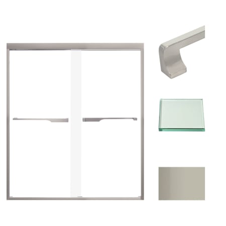 Transolid 66" High x 59" Wide Bypass Frameless Shower Door with Clear Glass Brushed Stainless