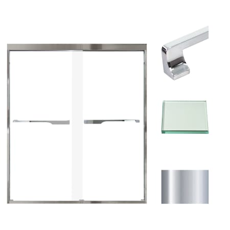 Transolid 66" High x 59" Wide Bypass Frameless Shower Door with Clear Glass Polished Chrome