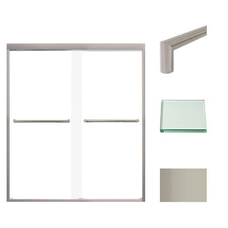 Transolid 66" High x 59" Wide Bypass Frameless Shower Door with Clear Glass Brushed Stainless