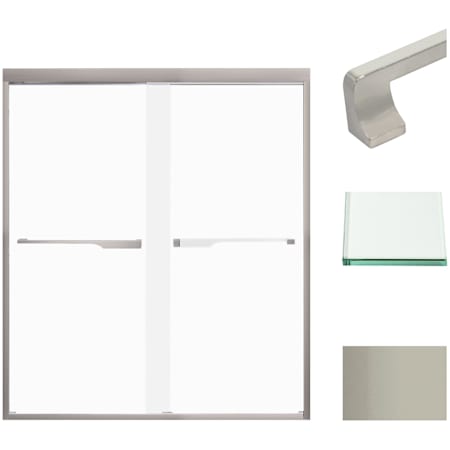 Transolid Frederick 70" High x 59" Wide Bypass Frameless Shower Door with Frosted Glass Brushed Stainless