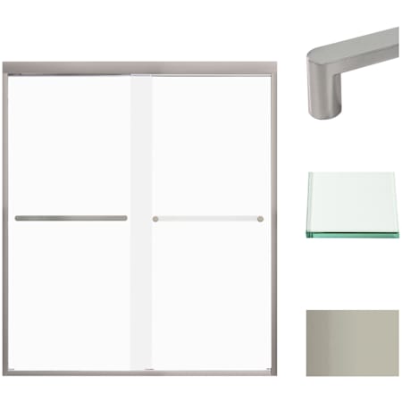 Transolid 70" High x 59" Wide Bypass Frameless Shower Door with Frosted Glass Brushed Stainless