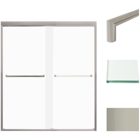 Transolid 70" High x 59" Wide Bypass Frameless Shower Door with Frosted Glass Brushed Stainless