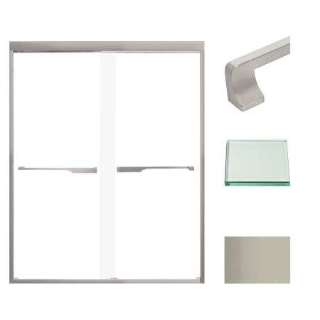 Transolid 76" High x 59" Wide Bypass Frameless Shower Door with Clear Glass Brushed Stainless