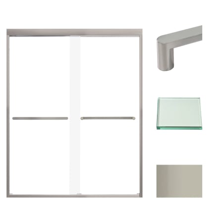 Transolid 76" High x 59" Wide Bypass Frameless Shower Door with Clear Glass Brushed Stainless