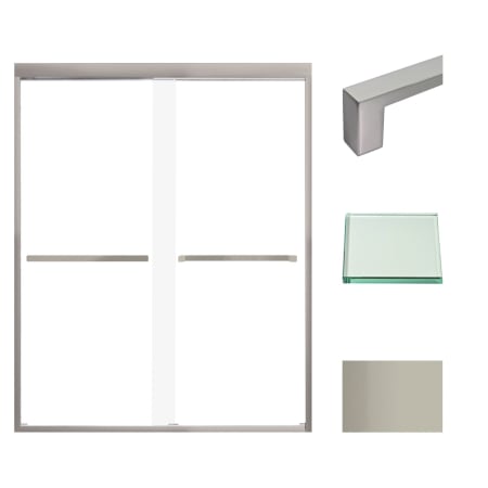 Transolid 76" High x 59" Wide Bypass Frameless Shower Door with Clear Glass Brushed Stainless