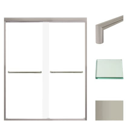 Transolid 76" High x 59" Wide Bypass Frameless Shower Door with Clear Glass Brushed Stainless