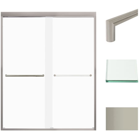 Transolid 76" High x 59" Wide Bypass Frameless Shower Door with Frosted Glass Brushed Stainless