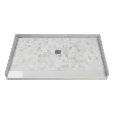 Transolid Pre-Tiled 60" x 32-1/4" Rectangular Shower Base with Single Threshold and Center Drain Off-White Hexagon