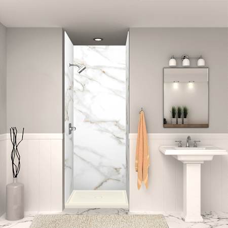 Transolid FSL-Series 36" x 36" Square Shower Base with Single Threshold and Center Drain Cameo