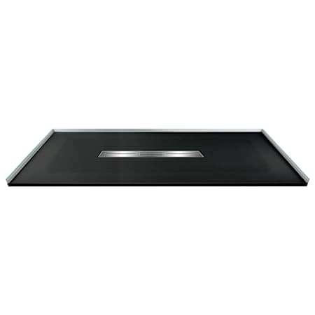 Transolid Trimslate 63" x 35-1/2" Rectangular Shower Base with Center Drain Black