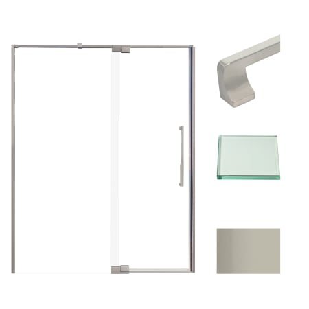 Transolid 76" High x 60" Wide Pivot Semi Frameless Shower Door with Clear Glass Brushed Stainless