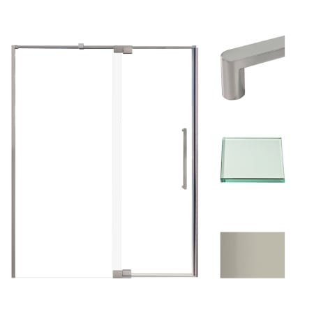 Transolid 76" High x 60" Wide Pivot Semi Frameless Shower Door with Clear Glass Brushed Stainless