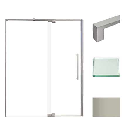 Transolid Irene 76" High x 60" Wide Pivot Semi Frameless Shower Door with Clear Glass Brushed Stainless