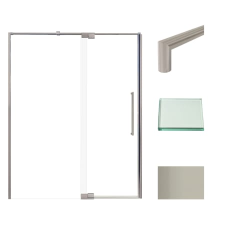Transolid 76" High x 60" Wide Pivot Semi Frameless Shower Door with Clear Glass Brushed Stainless