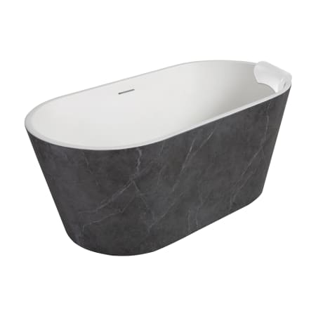 Transolid Finley 59" Free Standing Acrylic Soaking Tub with Center Drain and Overflow Marble Gray / White
