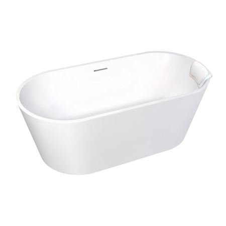 Transolid Maris 59" Free Standing Acrylic Soaking Tub with Overflow and Center Drain White