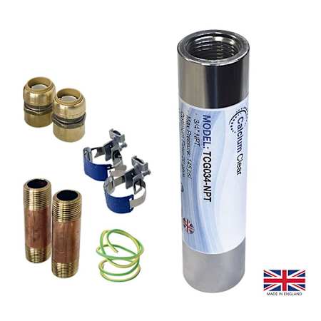 Transolid CalciumGuard 3/4" NPT Water Conditioner Kit - Prevents Scale and Corrosion for the Whole House Silver