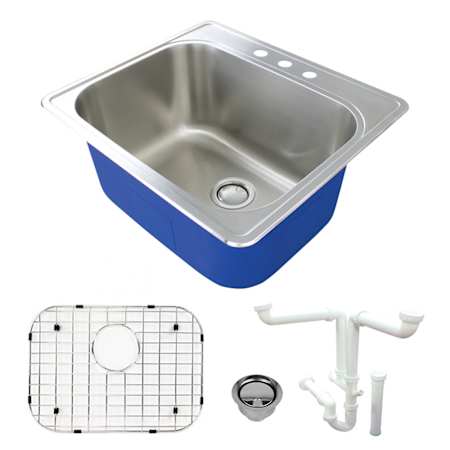 Transolid Meridian 25" Drop In Single Basin Stainless Steel Utility Sink Brushed Stainless