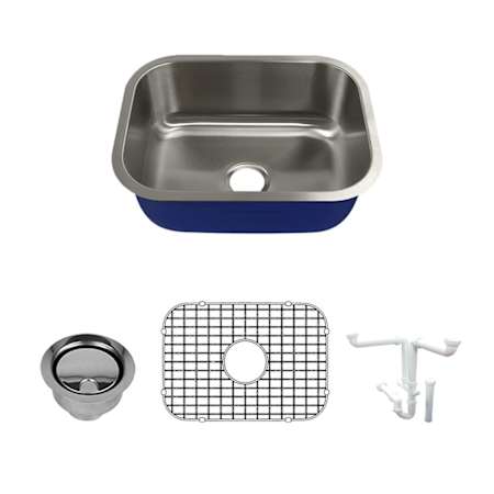 Transolid Meridian 23" Undermount Single Basin Stainless Steel Kitchen Sink with Basin Rack and Basket Strainer Stainless Steel