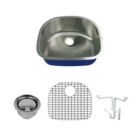 Transolid Meridian 23-5/8" Undermount Single Basin Stainless Steel Kitchen Sink with Basin Rack and Basket Strainer Stainless Steel