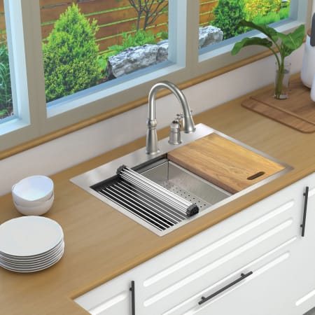 Transolid 30" Drop In Single Basin Stainless Steel Kitchen Sink with Basin Rack, Basket Strainer, Colander and Cutting Board Stainless