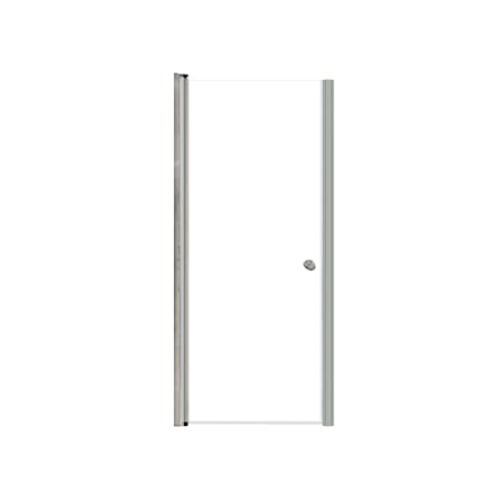 Transolid Lyna 70" High x 29" Wide Pivot Frameless Shower Door with Clear Glass Brushed Stainless