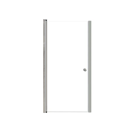 Transolid Lyna 70" High x 33" Wide Pivot Frameless Shower Door with Clear Glass Brushed Stainless