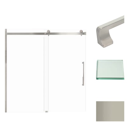 Transolid 60" High x 60" Wide Bypass Frameless Shower Door with Clear Glass Brushed Stainless