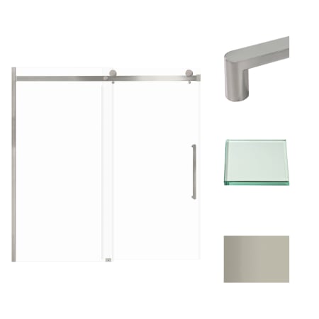 Transolid 60" High x 60" Wide Bypass Frameless Shower Door with Clear Glass Brushed Stainless
